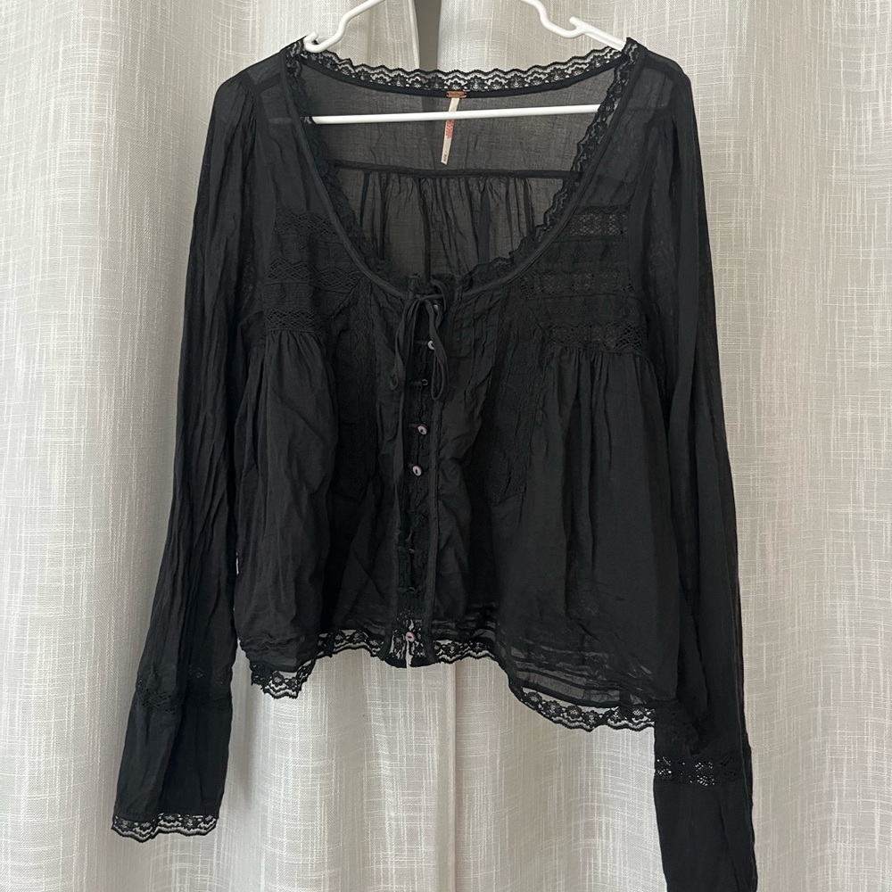 free people black blouse